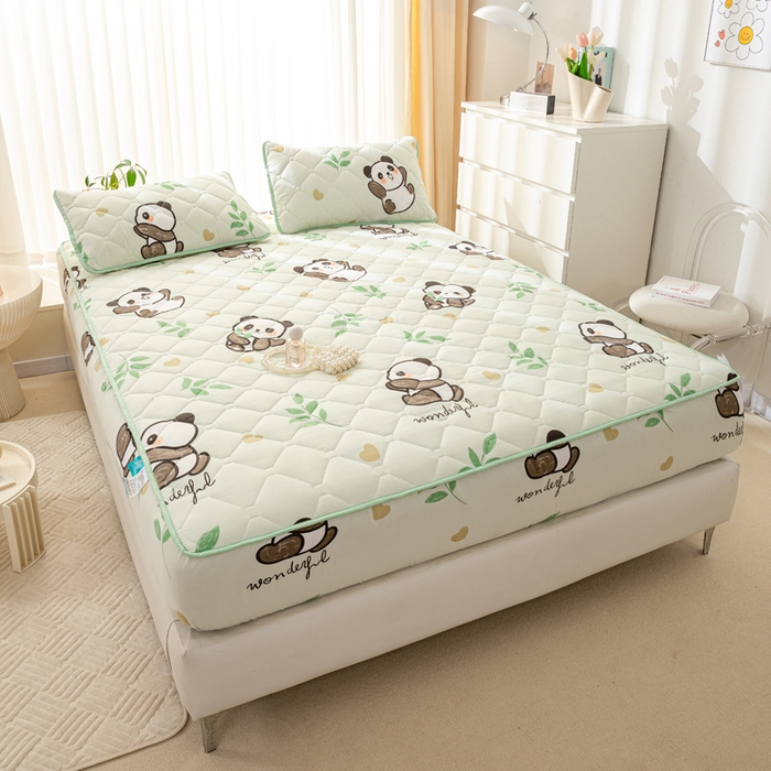 91家纺网 家纺一手货源 找家纺 云玲时尚 2025新款三防磨毛防水夹棉单人枕套 幸福熊猫