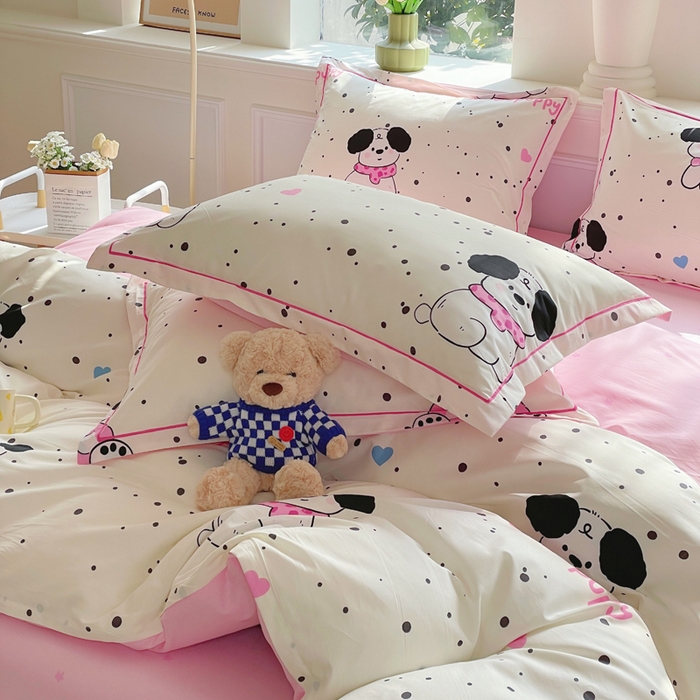 91家纺网 家纺一手货源 找家纺 铭博家纺 新款直播爆款网红全棉四件套13070印花吊边一字绣纯棉被套工艺款 罗纳星河