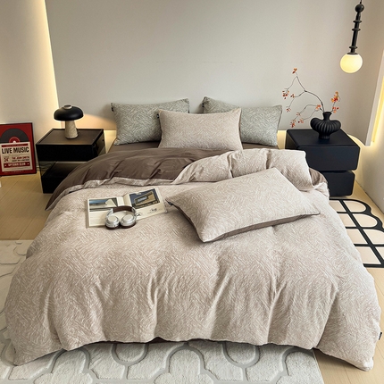 91家纺网 家纺一手货源 找家纺 （总）静家居-简约原创家纺 四季款三层纱本色加厚提花四件套