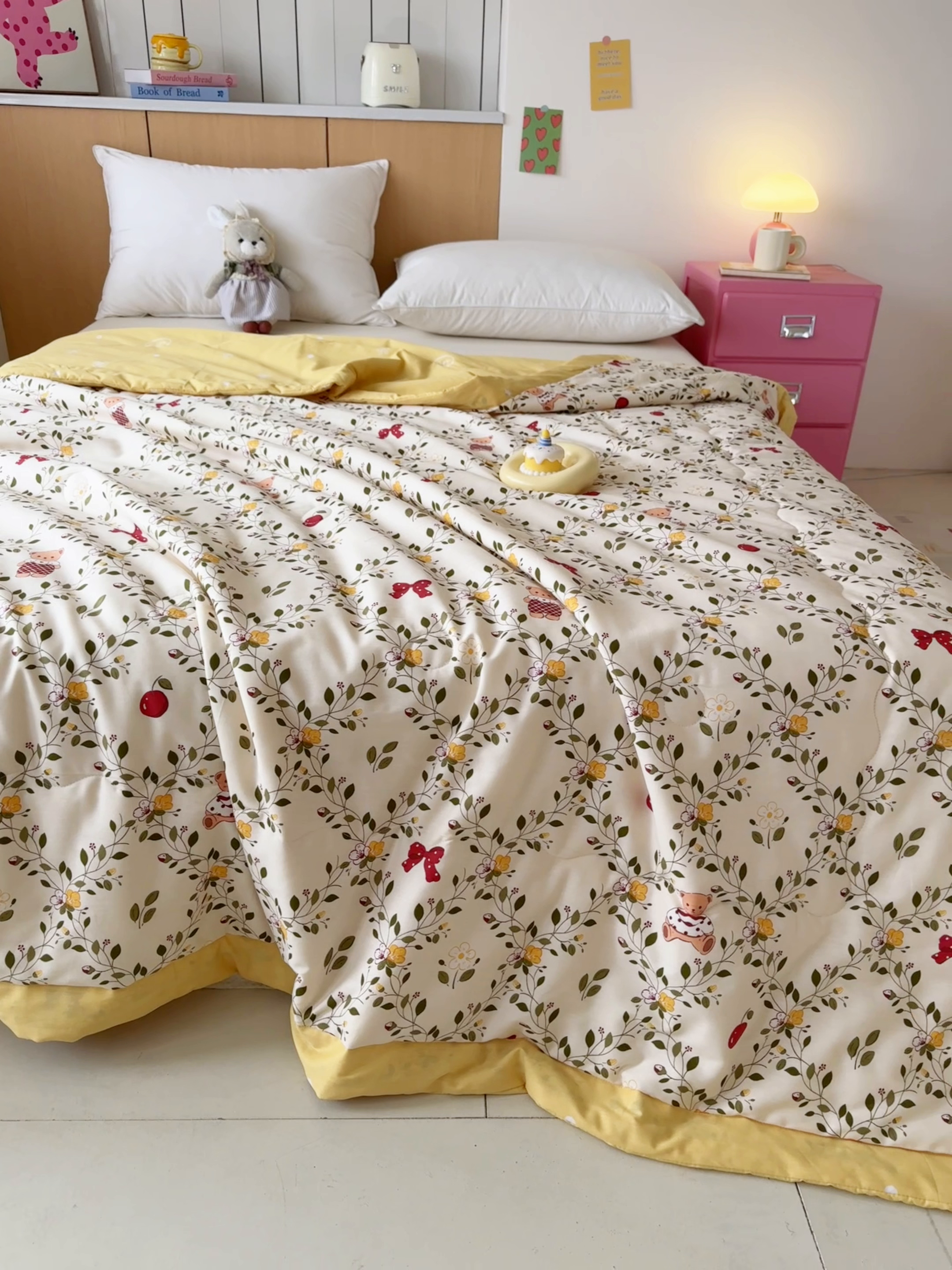 91家纺网 家纺一手货源 找家纺 宜梦家居【需要买家秀请联系老板】 2025新款双面纯棉夏被夏凉被系列 蝴蝶小熊