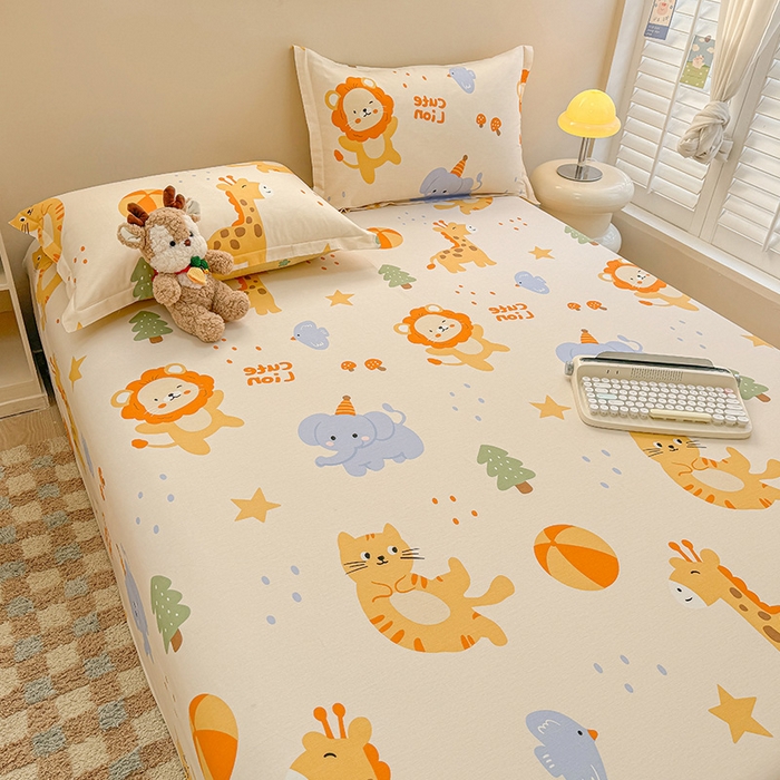 91家纺网 家纺一手货源 找家纺 绵庭家纺 2025新款12868全棉套件单品系列二单床单 狮子乐园