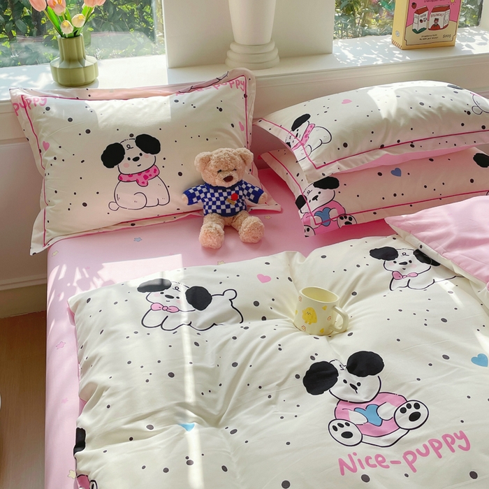 91家纺网 家纺一手货源 找家纺 铭博家纺 新款直播爆款网红全棉四件套13070印花吊边一字绣纯棉被套工艺款 罗纳星河