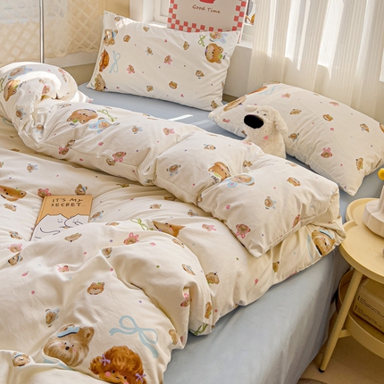 91家纺网 家纺一手货源 找家纺 （总）名品家纺 2025新款水洗双层纱印花四件套