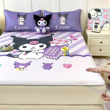 91家纺网 家纺一手货源 找家纺 米帛家纺 2025新款大版三丽鸥碳光冰丝软凉席绑带款 巧克力酷洛米