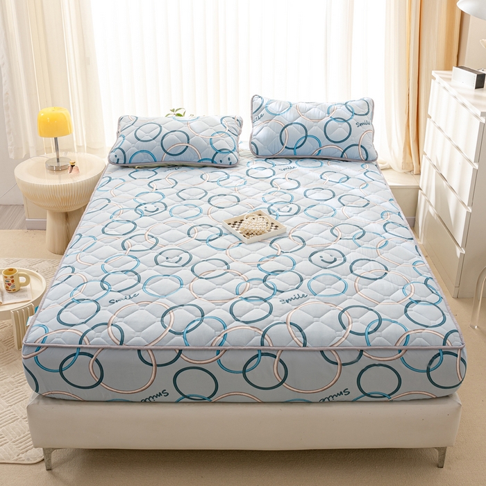 91家纺网 家纺一手货源 找家纺 云玲时尚 2025新款三防磨毛防水夹棉单人枕套 开心圆圈