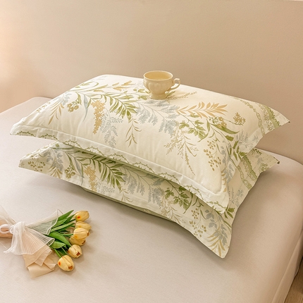 绵庭家纺 2025新款12868全棉套件单品系列二单枕套 沐雅清风