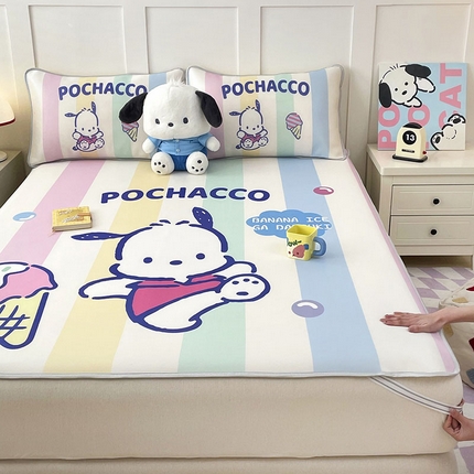 米帛家纺 2025新款大版三丽鸥碳光冰丝软凉席绑带款 彩虹帕恰狗