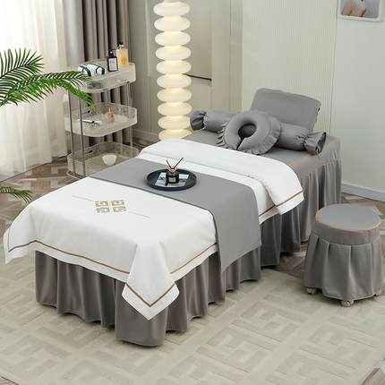 91家纺网 家纺一手货源 找家纺 千姿坊 2025新款床罩四件套-倾城 倾城-灰+白