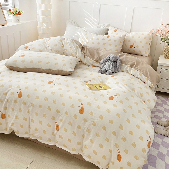 91家纺网 家纺一手货源 找家纺 汣沐生活 2025新款针织棉印花款四件套 小圆满