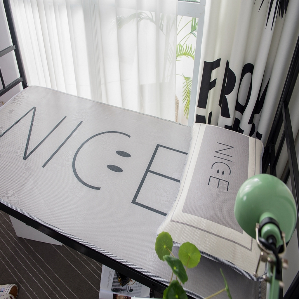 91家纺网 家纺一手货源 找家纺 宅部落 2025新款学生冰丝席单人宿舍席子凉席 Nice life灰