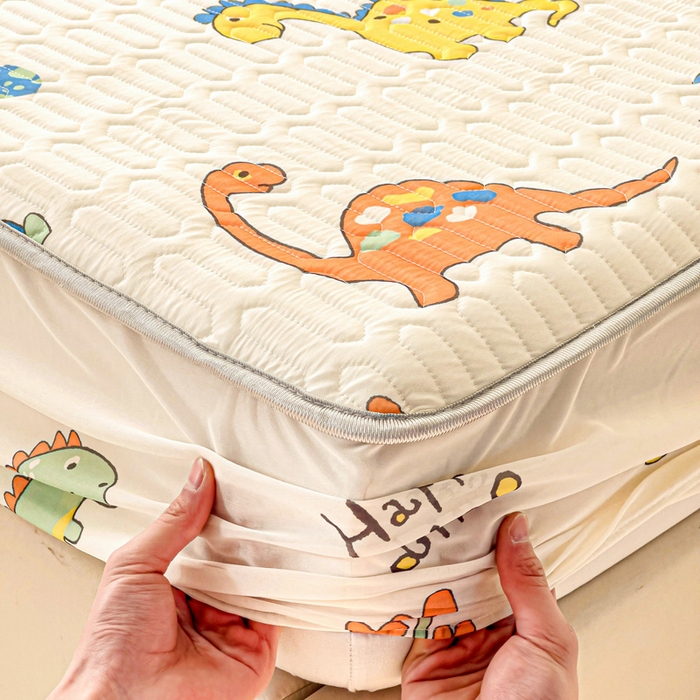 91家纺网 家纺一手货源 找家纺 富馨莱 2025新款A类凉感丝空气纤维凉席床笠款 小恐龙