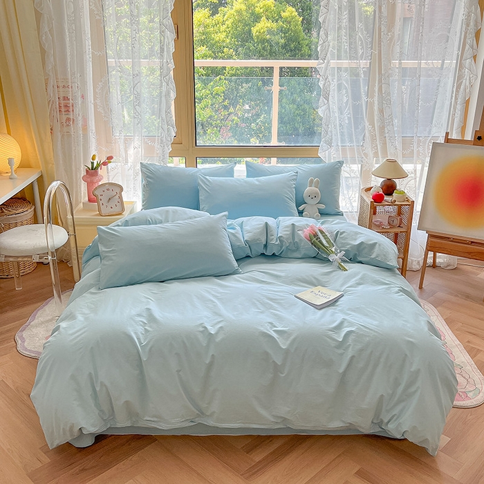 91家纺网 家纺一手货源 找家纺 卡巴伦家纺  2025新款40支纯棉A类水洗棉四件套风格1 晨雾兰