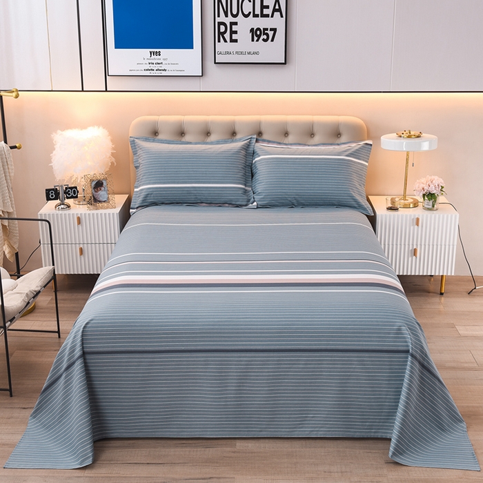 91家纺网 家纺一手货源 找家纺 润淳家居 2025新款老粗布三件套及单品 条纹情怀 灰