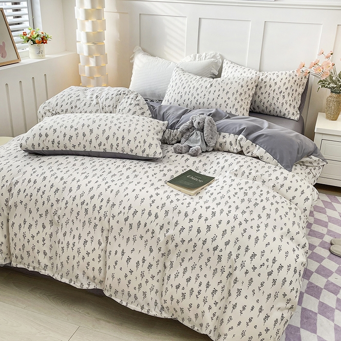 91家纺网 家纺一手货源 找家纺 汣沐生活 2025新款针织棉印花款四件套 小晴天