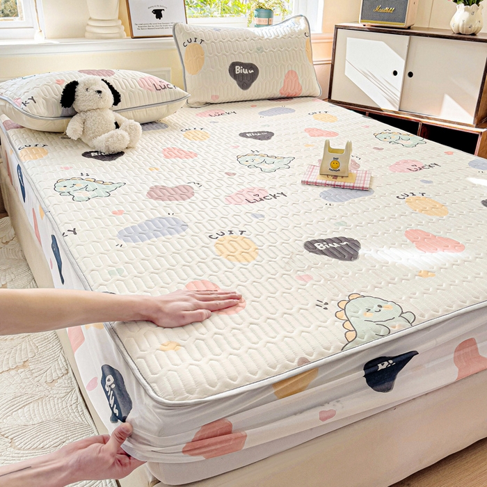 91家纺网 家纺一手货源 找家纺 富馨莱 2025新款A类凉感丝空气纤维凉席床笠款 萌萌龙