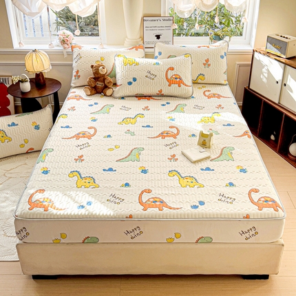 富馨莱 2025新款A类凉感丝空气纤维凉席床笠款 小恐龙