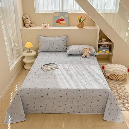 绵庭家纺 2025新款12868全棉套件单品系列二单床单 樱姿-灰