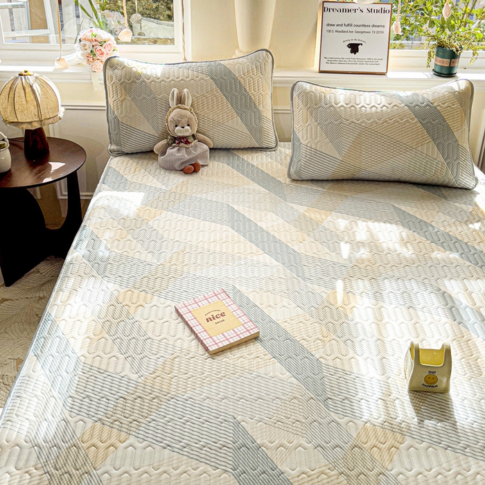 91家纺网 家纺一手货源 找家纺 富馨莱 2025新款A类凉感丝空气纤维凉席床笠款 简约