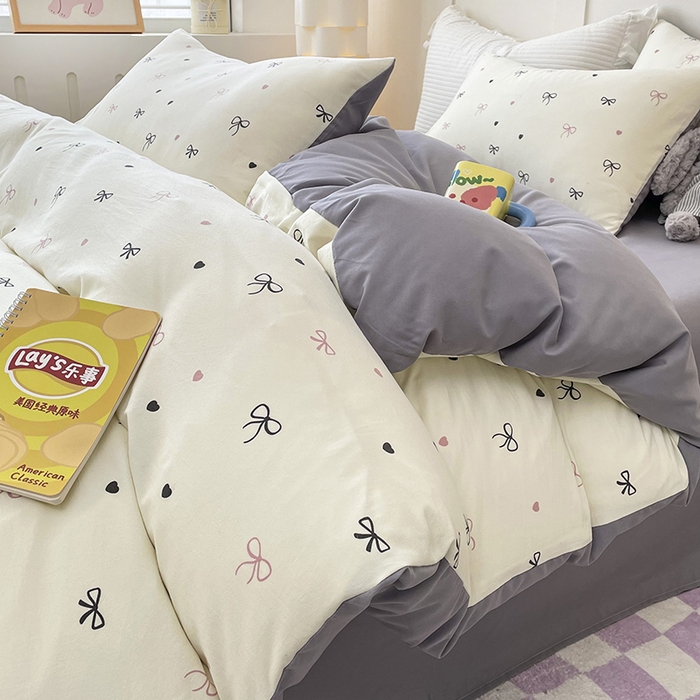 91家纺网 家纺一手货源 找家纺 汣沐生活 2025新款针织棉印花款四件套 小美满