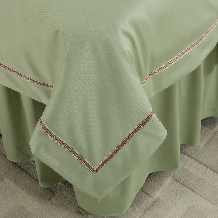 91家纺网 家纺一手货源 找家纺 千姿坊 2025新款床罩四件套-倾城 倾城-浅绿