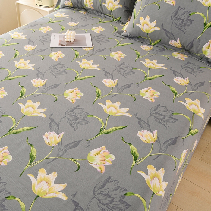 91家纺网 家纺一手货源 找家纺 润淳家居 2025新款老粗布三件套及单品 花季梦 灰