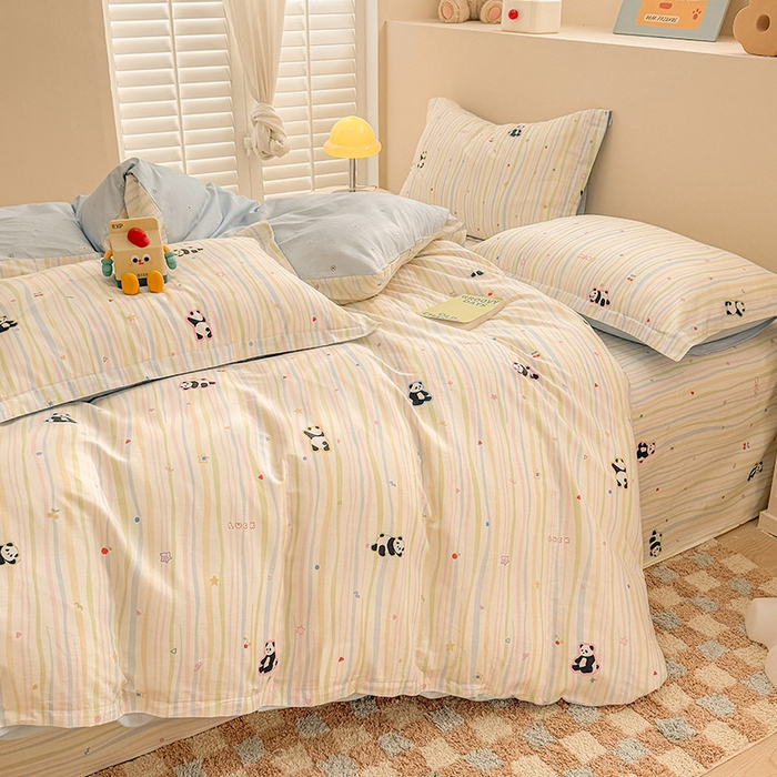 91家纺网 家纺一手货源 找家纺 绵庭家纺 2025新款12868全棉套件单品系列二四件套 懒萌潘达