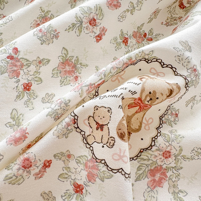 91家纺网 家纺一手货源 找家纺 绵庭家纺 2025新款12868全棉套件单品系列二单被套 清茶小熊-米