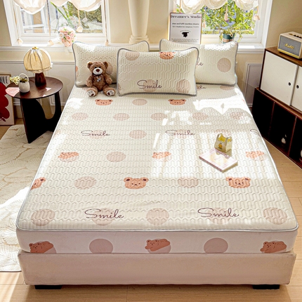 富馨莱 2025新款A类凉感丝空气纤维凉席床笠款 无敌小熊