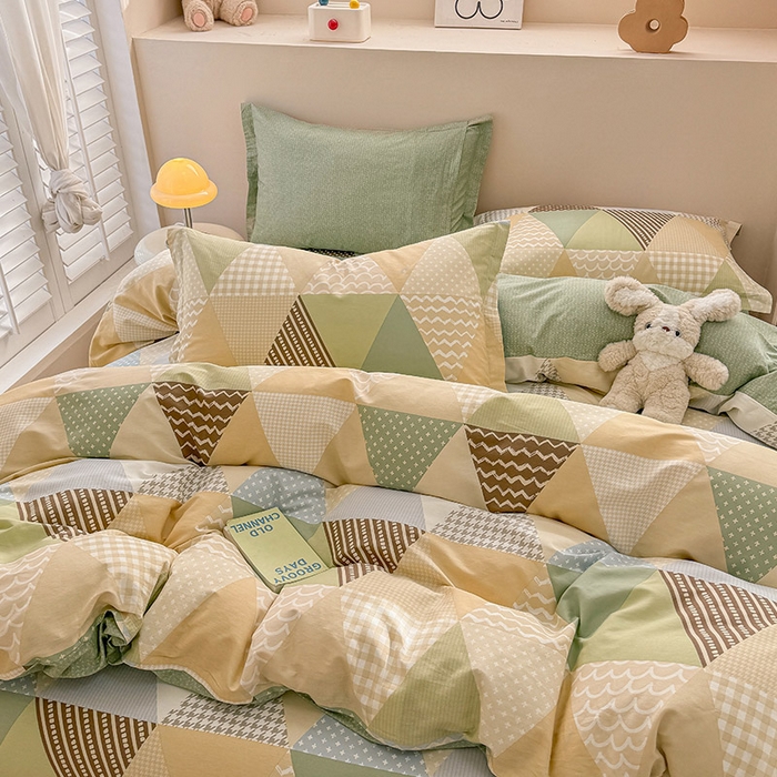 91家纺网 家纺一手货源 找家纺 绵庭家纺 2025新款12868全棉套件单品系列二四件套 云峰-绿