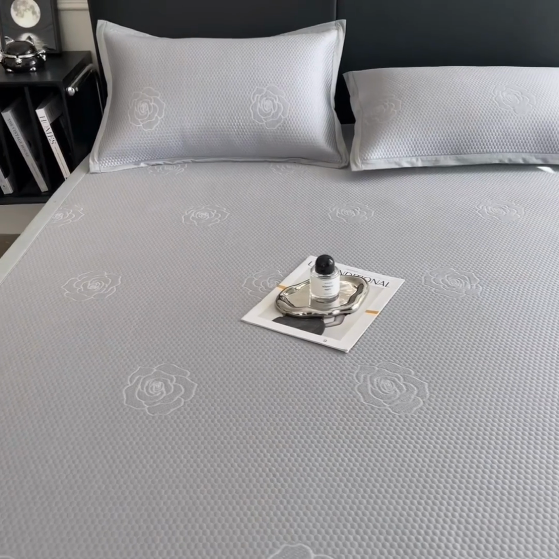 91家纺网 家纺一手货源 找家纺 欧邦 2025新款A类3D立体提花冰豆豆凉席 冰豆豆-高级灰