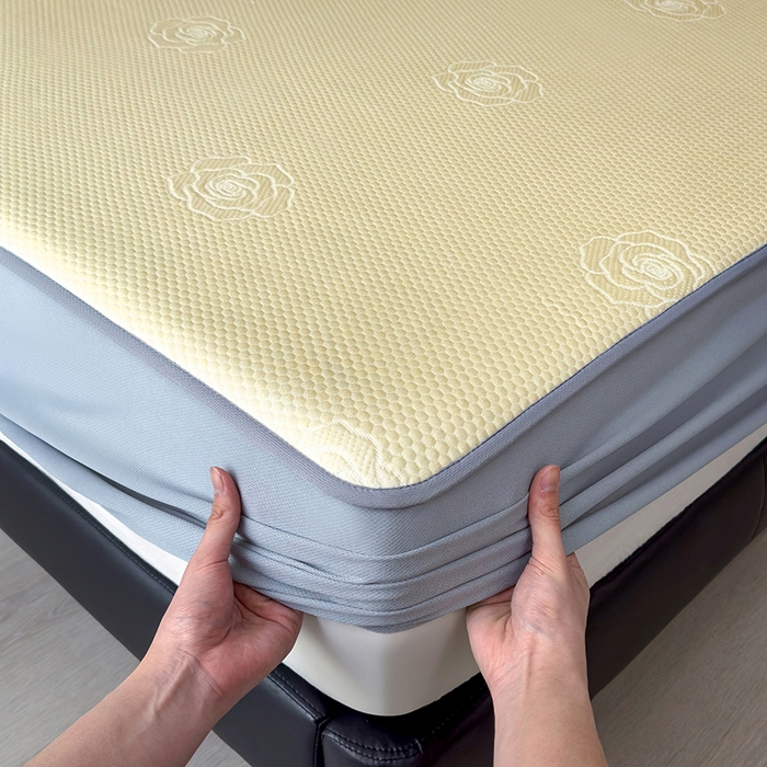 91家纺网 家纺一手货源 找家纺 欧邦 2025新款A类3D提花冰豆豆床笠款凉席 床笠款-柠檬黄