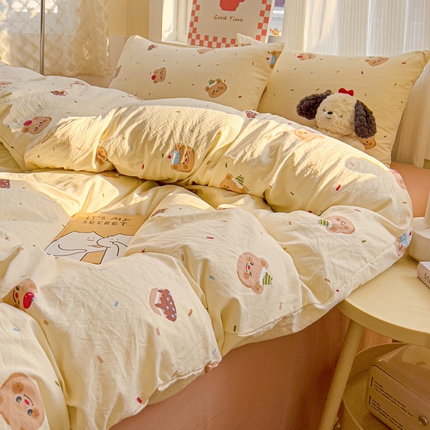 91家纺网 家纺一手货源 找家纺 （总）名品家纺 2025新款水洗双层纱印花四件套