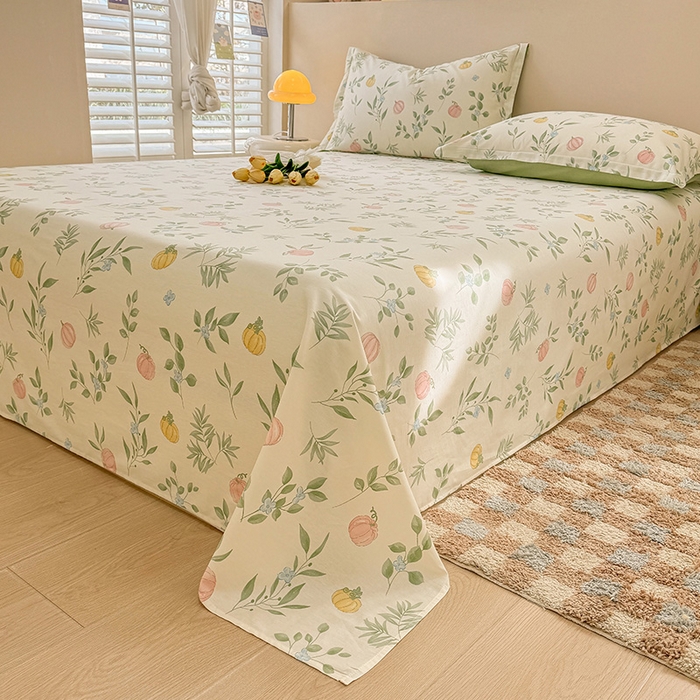 91家纺网 家纺一手货源 找家纺 绵庭家纺 2025新款12868全棉套件单品系列二单床单 轻婉花语