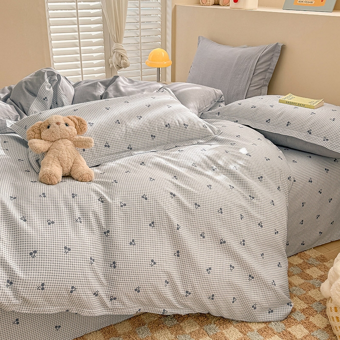 91家纺网 家纺一手货源 找家纺 绵庭家纺 2025新款12868全棉套件单品系列二四件套 樱姿-灰