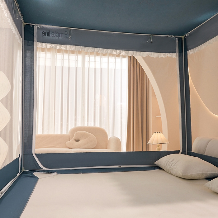 91家纺网 家纺一手货源 找家纺 锦逸家居 2025新款坐床式防摔遮光蚊帐 巴塞罗纳-遮光