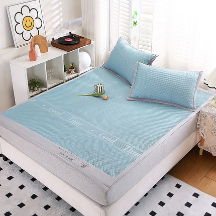 91家纺网 家纺一手货源 找家纺 （总）席万佳 2025新款A类高克重凉感冰豆豆凉席软席子凉席三件套-绑带款