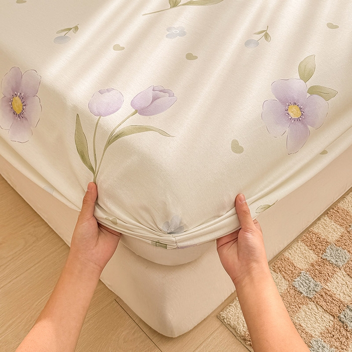 91家纺网 家纺一手货源 找家纺 2025新款12868全棉套件单品系列二单床笠 奇异花朵