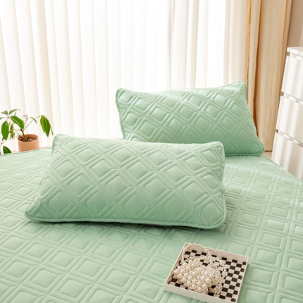 91家纺网 家纺一手货源 找家纺 云玲时尚 2025新款三防磨毛防水夹棉单人枕套 果绿