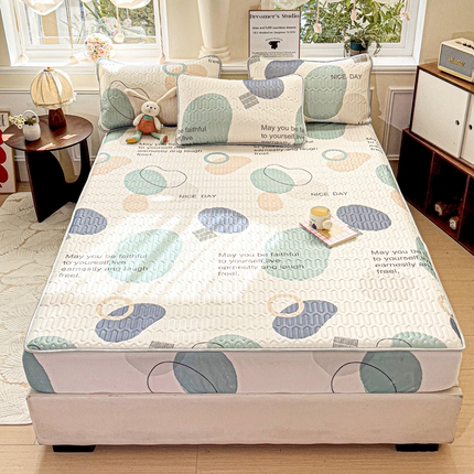 91家纺网 家纺一手货源 找家纺 富馨莱 2025新款A类凉感丝空气纤维凉席床笠款 幻影