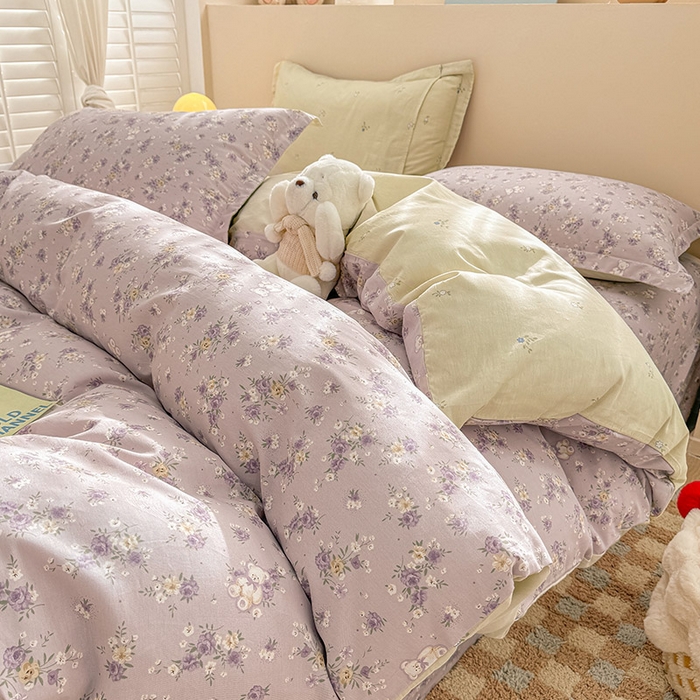 91家纺网 家纺一手货源 找家纺 绵庭家纺 2025新款12868全棉套件单品系列二四件套 雅园漫游-紫