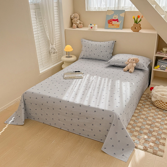 91家纺网 家纺一手货源 找家纺 绵庭家纺 2025新款12868全棉套件单品系列二单床单 樱姿-灰