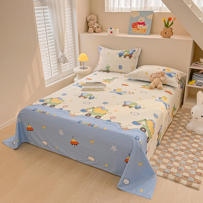 91家纺网 家纺一手货源 找家纺 绵庭家纺 2025新款12868全棉套件单品系列二单床单 太空旅行