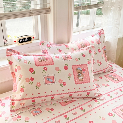 91家纺网 家纺一手货源 找家纺 （总）世爵2025春夏新款全棉纯棉印花小清新单品系列单枕套 枕套单件