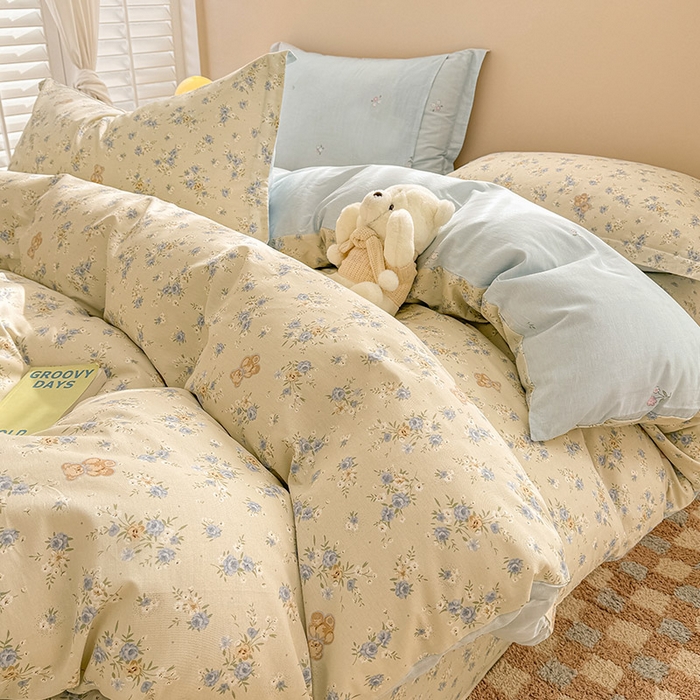 91家纺网 家纺一手货源 找家纺 绵庭家纺 2025新款12868全棉套件单品系列二四件套 雅园漫游-蓝