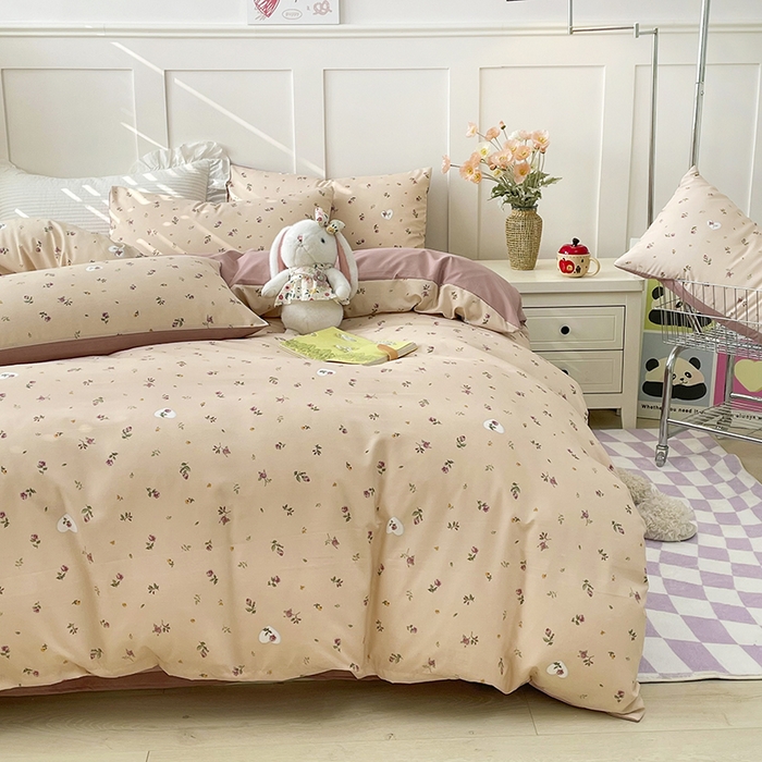 91家纺网 家纺一手货源 找家纺 汣沐生活 2025新款针织棉印花款四件套 舒雅