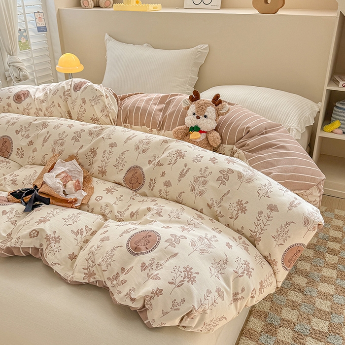 91家纺网 家纺一手货源 找家纺 绵庭家纺 2025新款12868全棉套件单品系列二单被套 烟染秋色