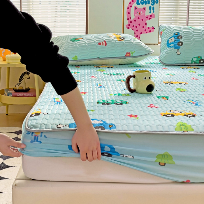 91家纺网 家纺一手货源 找家纺 富馨莱 2025新款A类凉感丝空气纤维凉席床笠款 小汽车