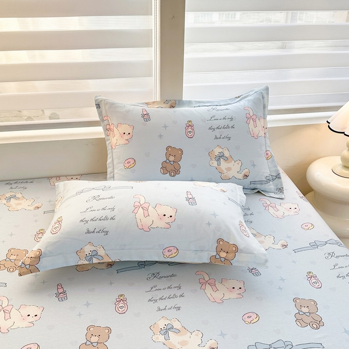 91家纺网 家纺一手货源 找家纺 绵庭家纺 2025新款12868全棉套件单品系列二单枕套 奶油阿布-蓝