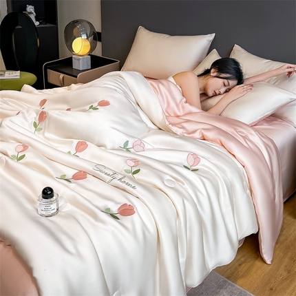 91家纺网 家纺一手货源 找家纺 （总）云棉坊2025新款水洗冰丝夏被四件套-满绣系列