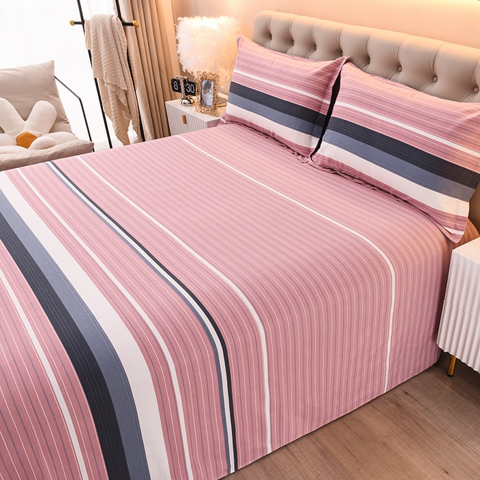 91家纺网 家纺一手货源 找家纺 润淳家居 2025新款老粗布三件套及单品 条纹情怀 豆沙